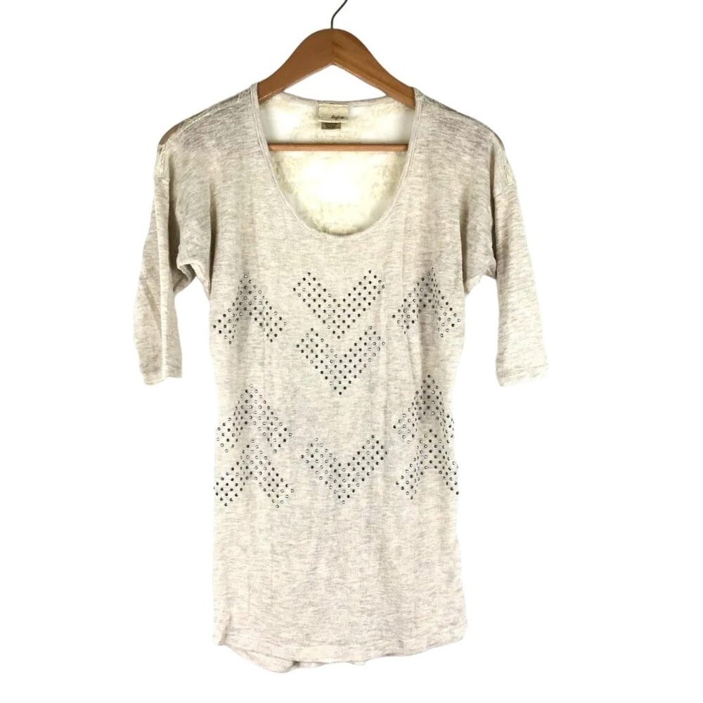 Buckle Daytrip S Tunic Half Sleeve Lace Back Shirt Chevron Embellished Studded
